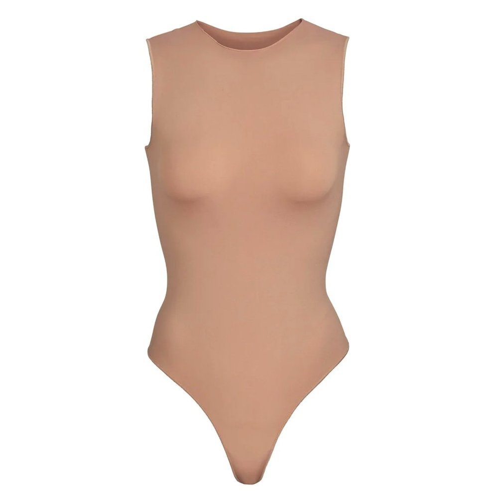 Skims- Essential Crew Neck Sleeveless Bodysuit- Tiger's Eye- Small/Medium